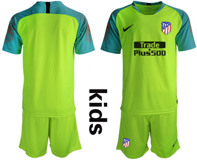 2018_2019 Club Atletico Madrid fluorescent green Youth goalkeeper soccer jerseys